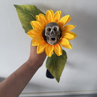 Solar Sunflower Skull Light Garden Stake