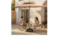 Patio Umbrella with Base UPF 50+ Outdoor Umbrella with Base 16-Rib for Homeowners, Cafe Owners, Garden, Balcony, Backyard