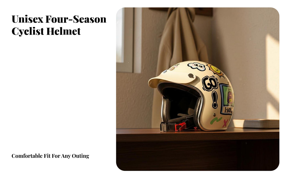 Retro 3/4 Helmet Unisex Vintage Design All Season Guarding Headwear for Men, Street Biking, Road Trips, Outdoor Activities
