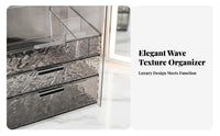 Water Wave Design Textured Drawer Beauty Box Transparent Compartmented Storage Box with Drawer Multi-Compartment Cosmetic Organizer Large Capacity for Women, Students, Professionals, Dressing Table, Desktop, Dresser, Bedroom