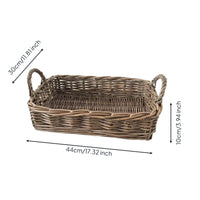 Rectangular Wicker Basket Shallow Rectangular Tray Basket Rattan Style for Desk