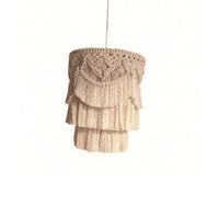 Handmade Boho Fringe Lampshade Handwoven Macrame Lampshade Indoor Woven Tassel Light Shade Cotton Rope for Bedroom