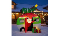 Outdoor Inflatable Van with Christmas Tree Lighted Inflatable Recreational Vehicle with Santa Giant Yard Decoration LED for Lawn, Garden, Driveway