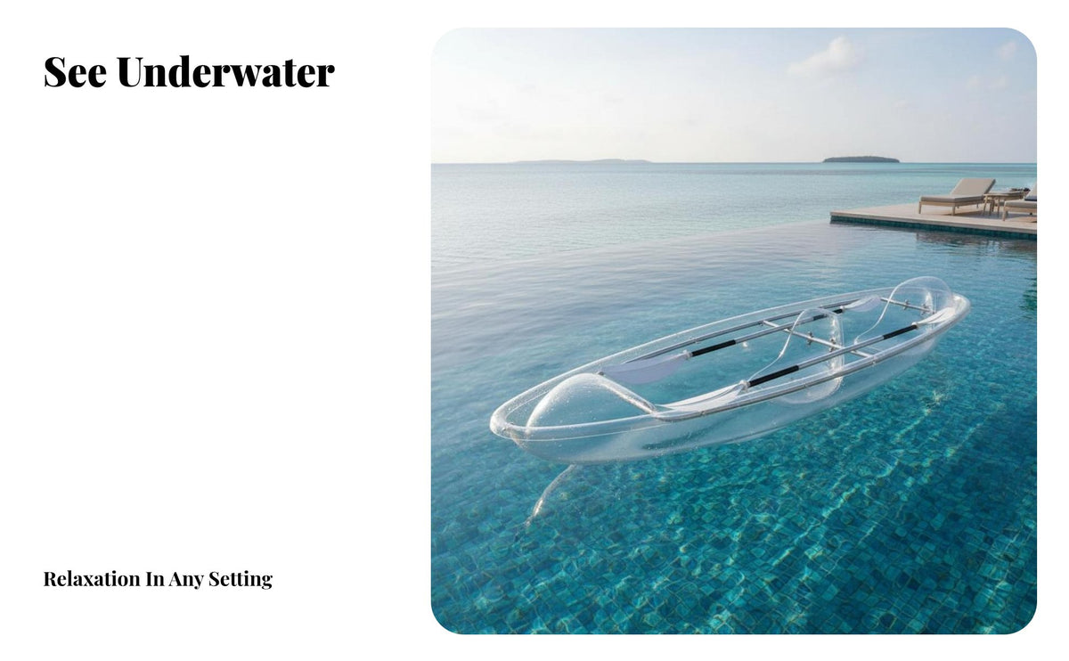 Transparent Kayak Underwater Viewing 2 Person Transparent Boat Impact Resistant Transparent Kayak for Couples, Photographers, Sightseeing, Photography
