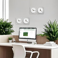 Modern Minimalist Wall Clock with Dual Quartz Movement, Silent, Multi-Time Zone, Acrylic, for Commercial Spaces