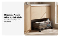 Flat Base Rolling Storage Cart Black Wire Basket Cart for Under Sink