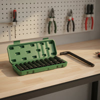 10 Pieces Metric Socket Wrench Kit Textured Grip Socket Set with Case Polished Ratchet Wrench Set Anti-Slip for Home Workshop