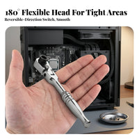 Compact Design Mini Double Head Ratchet Reversible Mini Ratchet Wrench Chrome Vanadium Steel Double Drive Bit Socket Wrench 5-Degree Swing Arc for DIY Enthusiasts, Technicians, Tight Areas, Home Repair, Car Maintenance, Furniture Assembly