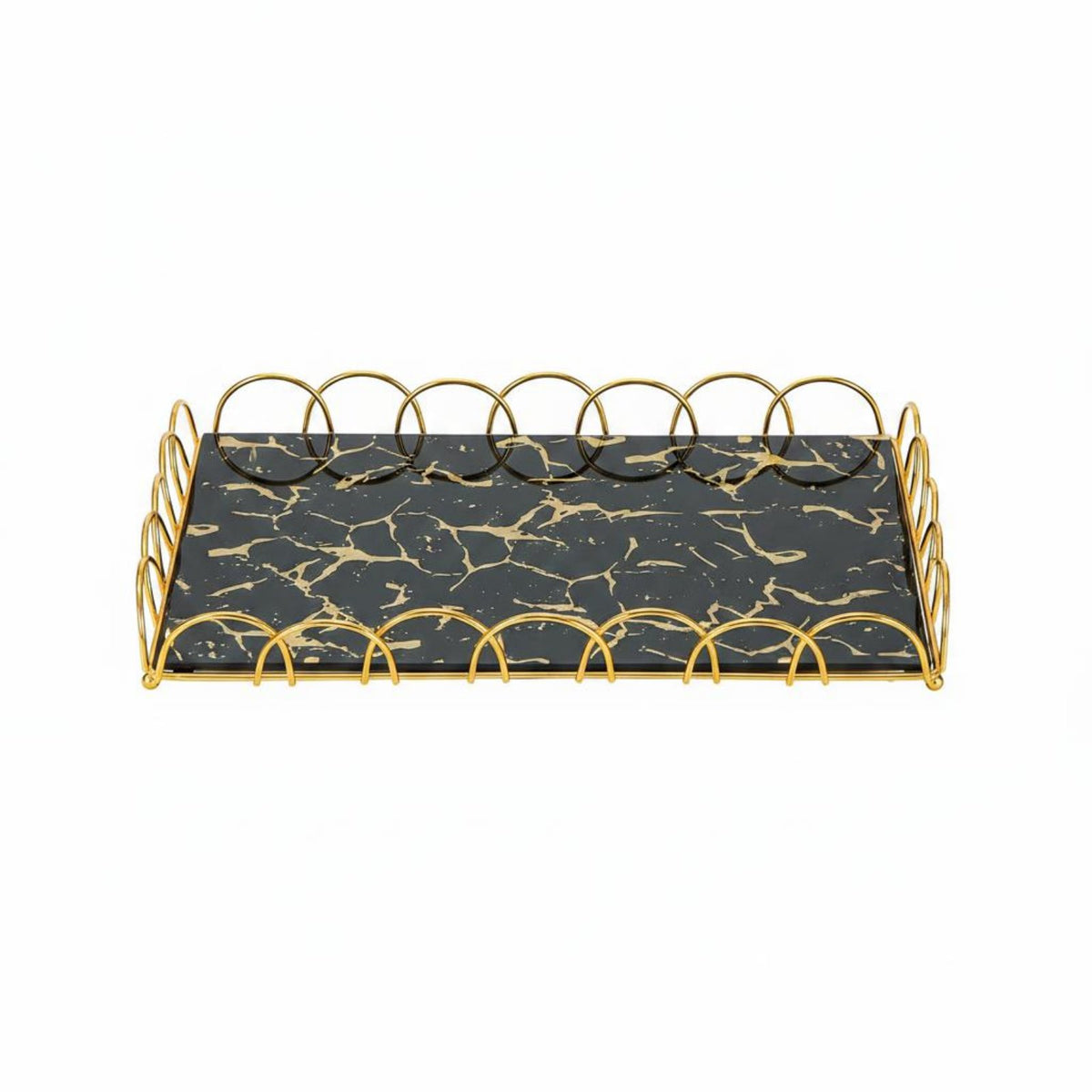 2 Pieces Arched Design Decorative Tray Easy to Display Decorative Glass Tray Modern Home Decor Raised Border for Living Room