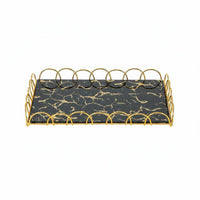 2 Pieces Arched Design Decorative Tray Easy to Display Decorative Glass Tray Modern Home Decor Raised Border for Living Room