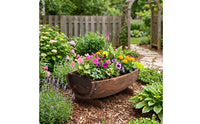 Half Barrel Planter Vintage Barrel Planter Decorative Flower Pot for Patio