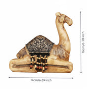 Resin Camel Figurine Southeast Asian Wooden-Style-Look Camel Decor Fine Workmanship for TV Stand, Living Room