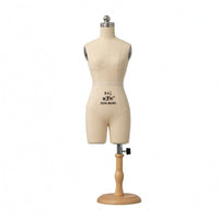 Linen-Textured Female Dress Form Mannequin Light Beige Material-Covered Dress Form Split-Leg Female Mannequin Torso Stand Wooden Base for Dressmakers, Fashion Design
