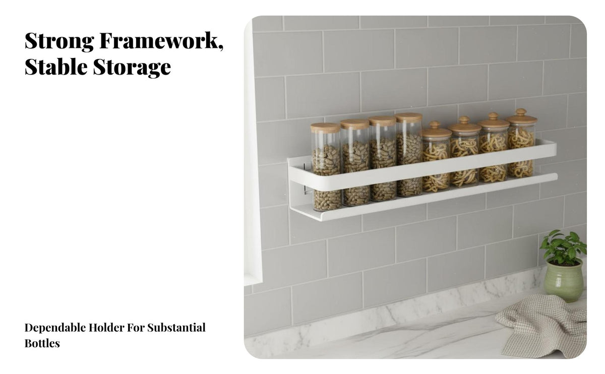 Drillno-Drill Installation Floating Storage Ledge Easy to Install Culinary Rack Space-Saving Household Organizer Rust-Proof for Home Cooks, Cooking Enthusiasts, Homeowners, Kitchen, Pantry, Bathroom, Laundry Room