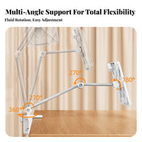 360° Rotation Adjustable limb Book Stand Foldable Design Clamp-on Cantilever limb Sturdy Build perusing Aid Wide Compatibility for Children, Office Workers, Musicians, Study Room, Bedroom, Home, Kitchen