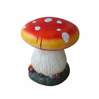 Weather Resistant Fungus-Shaped Garden Stool Hand-Painted Look Resin Fungus-Shaped Seat Bright Colors for Outdoor