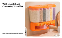 Drill-Effortless Installation Multi-Grid Rice Storage Box Large Capacity Wall-Mounted Rice Dispenser Adjustable Compartments