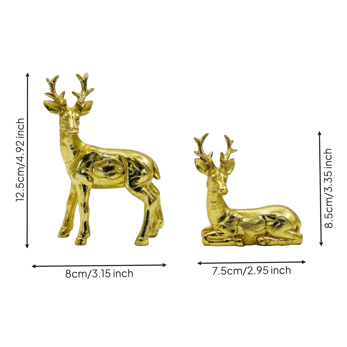 Gold Deer Figurines Shiny Deer Statues Sculpted Stag Figurines Sturdy for Living Room