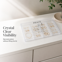 Clear Plastic Jewelry Organizer Tray with Dividers for Earrings, Necklaces, Bracelets