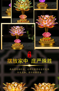 Colorful Lotus LED Electronic Buddha Lamp, Rechargeable, for Home Use