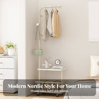 Double Layer Coat Stand Rolling Storage Basket Space Saving for Entryway