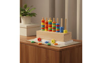 Color Sorting Assembling Rings Logical Thinking Training Rainbow Assembling Rings Wooden Disc Pile Organizer Educational