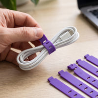 95mm Silicone Cable Ties for Earphones and Charging Cords, 4-Hole Cable Organizer