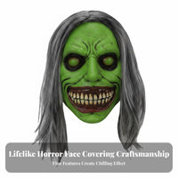 Scary Character Craniumpiece Horror-Themed Grinning Ghoul Headpiece Face Concealing Halloween Accessory for Adults, Party-Party Attendeesers