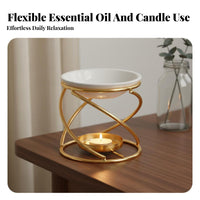 Spiral Metal Aroma Lamp Non-Electric Tealight Scented Melt Warmer Decorative Ornament Tealight Oil Burner for Bedroom, Living Room, Meditation Studio