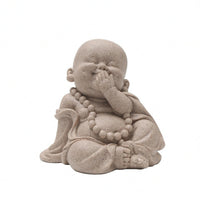 Tea Pet Monk Figurine Desktop Display Resin Monk Figurine Tea Pet Statue Handmade Table Decor Beaded Necklace
