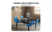 4-Person Cafeteria Table Rust-Resistant School Cafeteria Table Set Easy to Clean Commercial Furniture for Students, Employees, Restaurant, Kitchen
