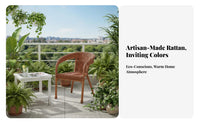 Handwoven Single Person Rattan Seat Ergonomic Backrest Rattan Armchair Sturdy Construction Woven Lounge Chair Lightweight for Seniors, Adults, Homeowners, Living Room, Sunroom, Balcony, Backyard