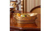 Brass Tray with Hanging Rings Gold Presentation Plate Carved for Entryway