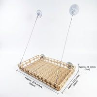Cat Hammock Window Cat Perch, Handwoven Rattan Cat Bed with Strong Suction Cup Mount, Folding Storage for Sunbathing Indoor Use, Up to 15kg