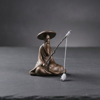 Mini Fisherman Figurine Small Fisherman Statue Rustic Miniature Landscape Decor Asian Zen for Gardeners