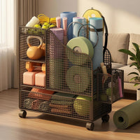 Rolling Mesh Storage Carrier Side Basket Exercise Mat Carrier Curved Guard Exercise Mat Rack Grid Wire
