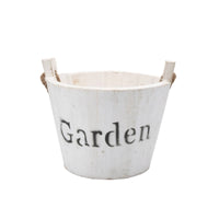 Distressed Planter with Rope Handles Small Rustic Wooden Pot Lightweight Planter with Rope Vintage for Windowsill