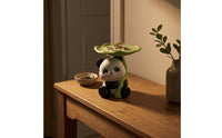 Seated Lotus Leaf Panda Organizer Tabletop Panda Tray Organizer Black and White