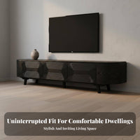 Sturdy Construction TV Stand and Coffee Table Set Easy to Clean Entertainment Center and Coffee Table Combo Cable Management Central-Century Modern Living Room Set Rounded Corner Design for Small Apartment Dwellers, Homeowners, Renters, Home, Lounge