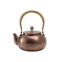 Handmade Copper Tea Kettle Insulated Handle Tea Kettle with Hinged Lid Polished Vessel Hammered for Collectors, Kitchen Countertop