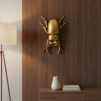 Gilded Beetle Wall Decor Creative Design Resin Beetle Wall Decoration Resin Sculpture Perfect Gift for Bedroom, Hallway