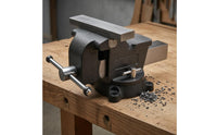 Ductile Cast Iron Bench Vise with Anvil Serrated Grips Swivel Bench Vise Swiveling Base Workholding Tool Textured Dark Finish