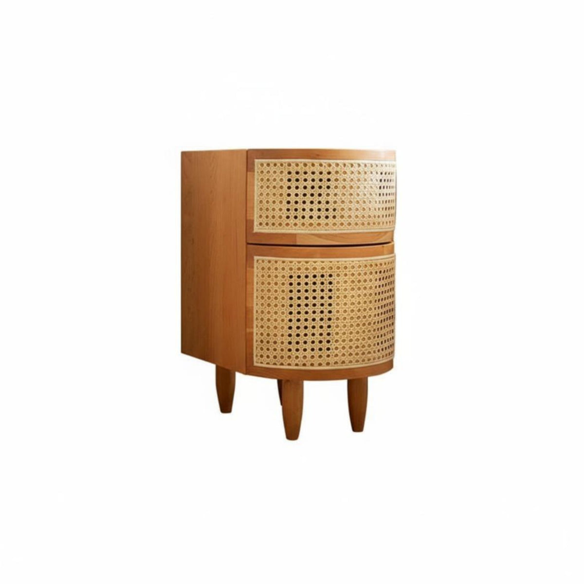 High-Leg design Round Woven End Table Space-Saving Nightstand With Storage Drawer Bedroom Furniture Modern Design for Homeowners, Apartment Dwellers, Students, Small Spaces, Living Room, Entryway, Office