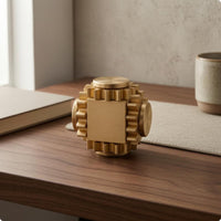 Brass Cube Toy Precision-Cut Gear Band Cube Polished Gear Linkage Rotator