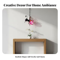 Painted Glass Effect Metal Art Dragonfly Lantern Ideal Gift Hanging Garden Lamp Warm White LED for Homeowners, Adults, Patio, Yard, Balcony