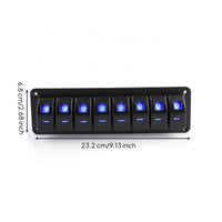 Rocker Switch Panel Automotive-Style Switch Panel with Blue LED Slim for DIYers, Dashboard, off-Road Vehicle