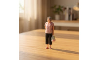 1/64 Scale Miniature Figure with Grocery Bag Painted Miniature Shopper Figure 3D Printed Realistic for Hobbyists, Collectors, Model Street Scenes, Dioramas, Tabletop Layouts