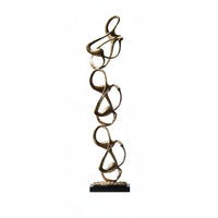 Metal Geometric Sculpture Rustic Minimalism Metal Geometric Table Decor Minimalist 3D Abstract Sculpture for Lobby Area, Entrance, TV Cabinet
