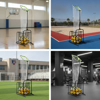 Volleyball with Ball Collection Bag Wheeled Volleyball Net with Ball Collector Foldable Athletic Gear for Gym