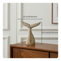 Wooden Cetacean Tail Handmade Cetacean Tail Figurine Rustic Sculpture for Shelf, Mantel